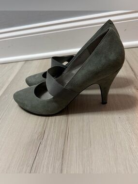 Gray Suede High Heel Pumps